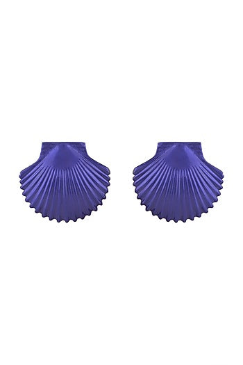 Gold Plated Metallic Blue Shell Stud Earrings