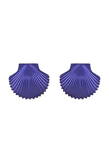 Gold Plated Metallic Blue Shell Stud Earrings