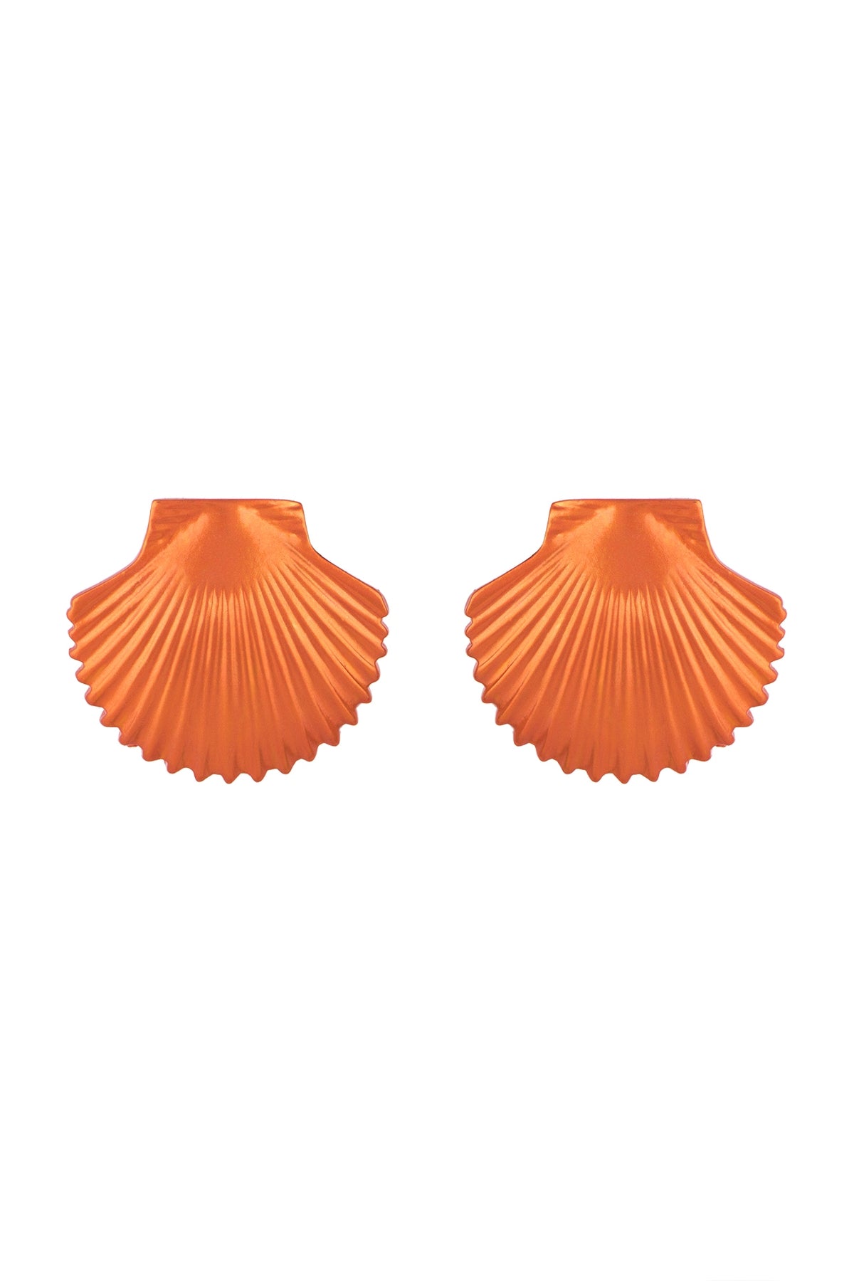 Gold Plated Metallic Orange Shell Stud Earrings