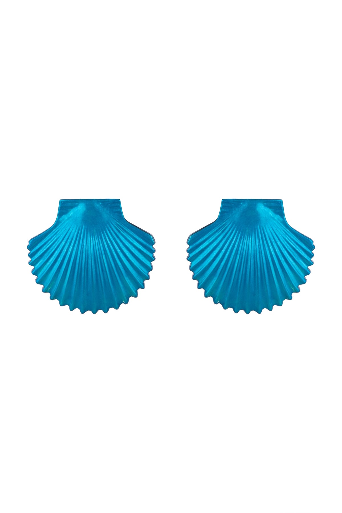 Gold Plated Metallic Turquoise Shell Stud Earrings