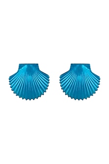 Gold Plated Metallic Turquoise Shell Stud Earrings