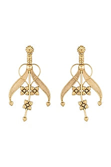 Gold Plated Antique Tribal Lily Earrings