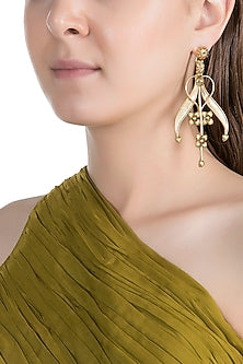Gold Plated Antique Tribal Lily Earrings