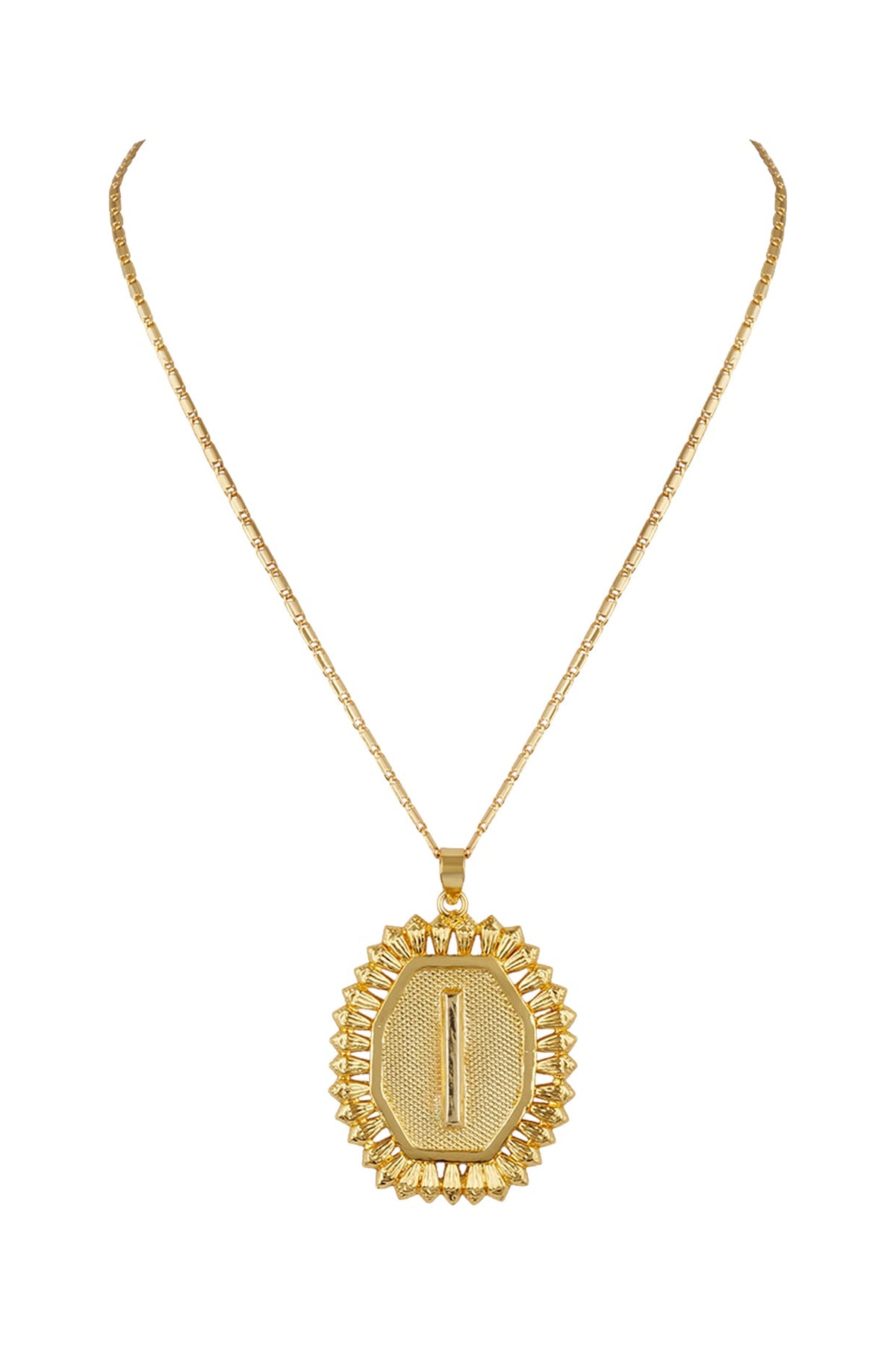 Gold Finish Pendant Initial Necklace