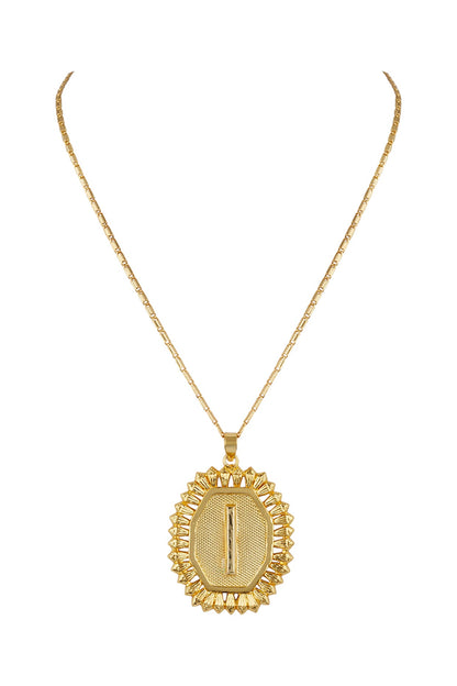 Gold Finish Pendant Initial Necklace