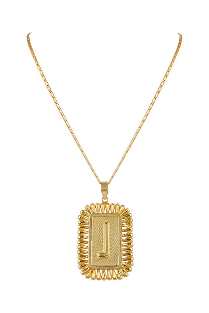 Gold Finish Initial Big Pendant Necklace