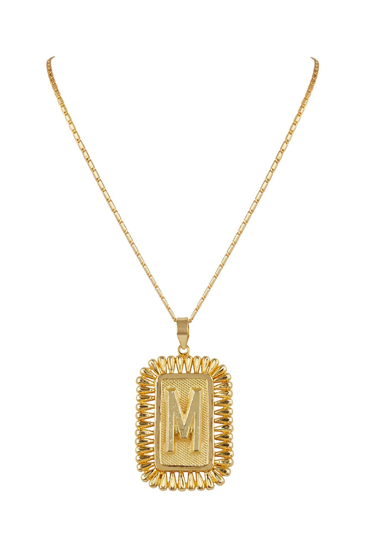 Gold Finish Initial Pendant Necklace