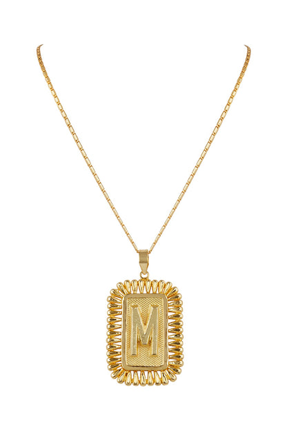 Gold Finish Initial Pendant Necklace