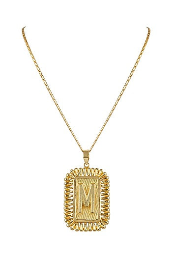 Gold Finish Initial Pendant Necklace