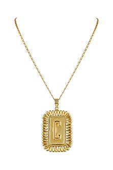 Gold Finish Pendant Necklace With Initials