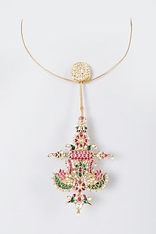 Gold Finish Multi-Colored Stone Long Necklace In Sterling Silver