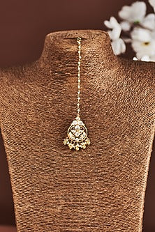 Gold Plated Moissanite Diamond Maangtikka in Sterling Silver