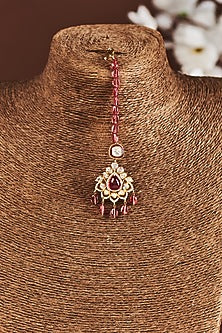 Gold Plated Moissanite Diamond Maangtikka in Sterling Silver