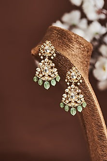 Gold Plated Moissanite Diamond Dangler Earrings