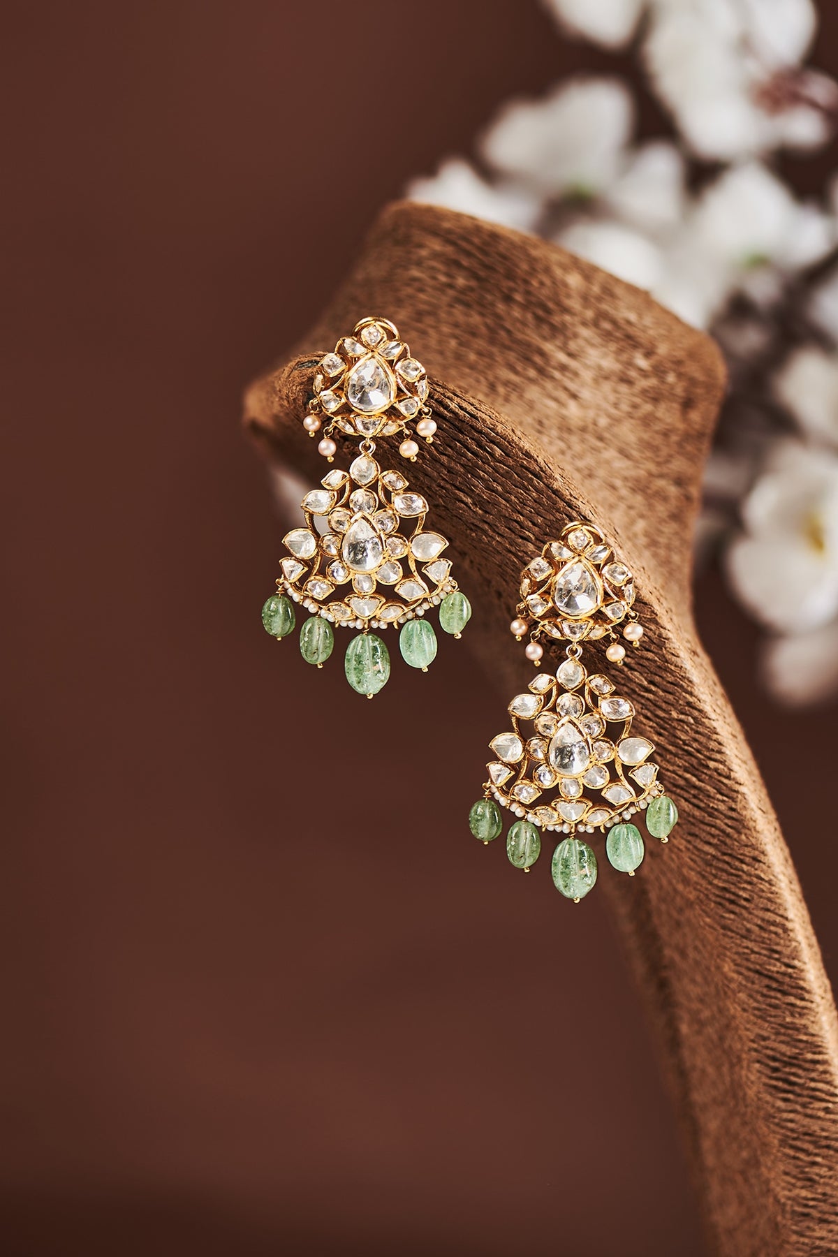 Gold Plated Moissanite Diamond Dangler Earrings