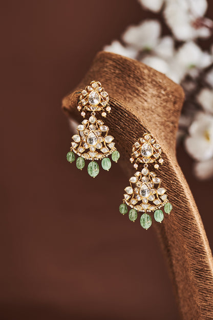 Gold Plated Moissanite Diamond Dangler Earrings