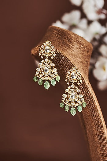 Gold Plated Moissanite Diamond Dangler Earrings