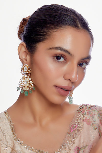 Gold Plated Moissanite Diamond Dangler Earrings