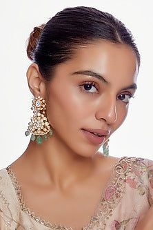 Gold Plated Moissanite Diamond Dangler Earrings