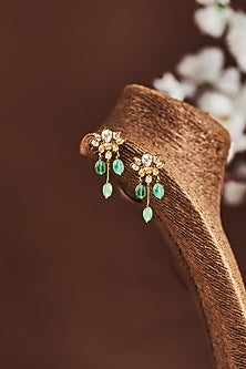 Gold Plated Moissanite Diamond Stud Earrings in Sterling Silver