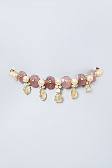 Gold Finish Shell Pearl Choker Necklace In Sterling Silver