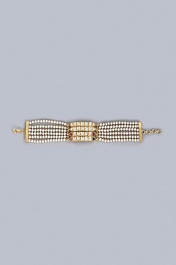 Gold Finish Shell Pearl Bracelet In Sterling Silver