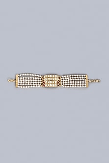 Gold Finish Shell Pearl Bracelet In Sterling Silver