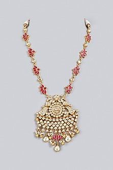 Gold Finish Long Necklace In Sterling Silver