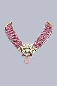 Gold Finish Indo-Western Choker Necklace In Sterling Silver
