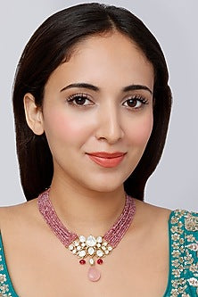 Gold Finish Indo-Western Choker Necklace In Sterling Silver