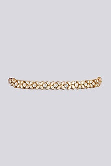 Gold Finish Kundan Polki Choker Necklace In Sterling Silver