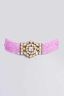 Gold Finish Quartz Beaded Choker Necklace