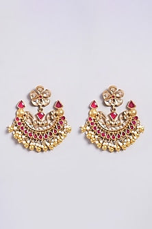 Gold Finish Chandbali Earrings In Sterling Silver