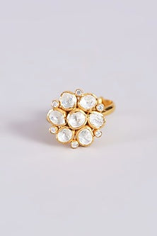 Gold Finish Adjustable Ring In Sterling Silver