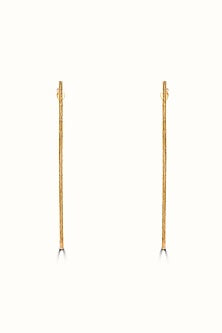 Gold Finish J-Shaped Hoop Earrings In Sterling Silver