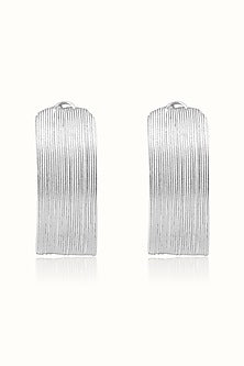 White Matte Finish Hoop Earrings In Sterling Silver