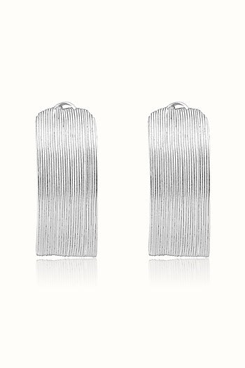 White Matte Finish Hoop Earrings In Sterling Silver