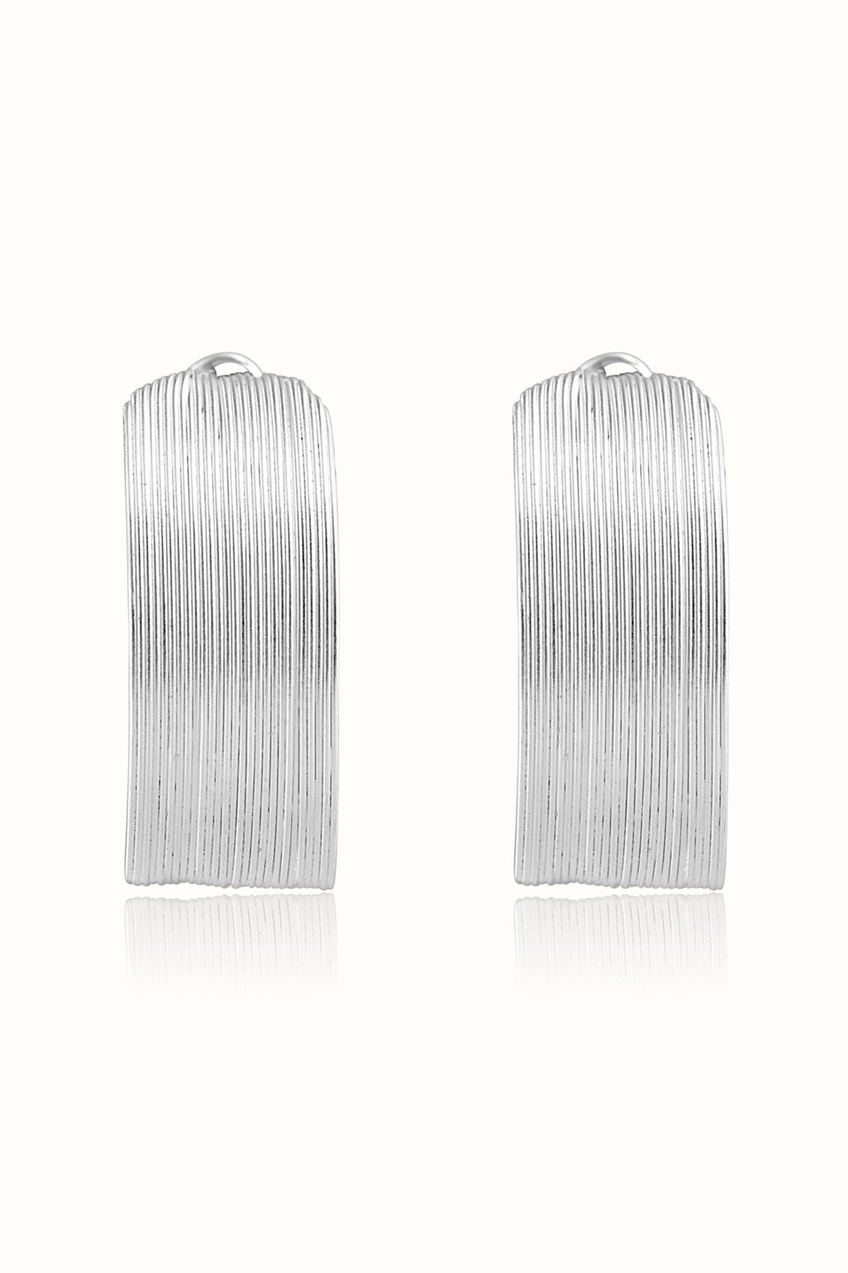 White Matte Finish Hoop Earrings In Sterling Silver