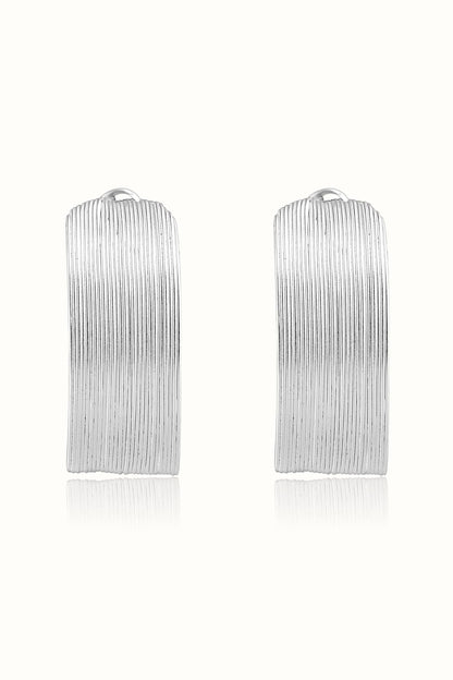 White Matte Finish Hoop Earrings In Sterling Silver