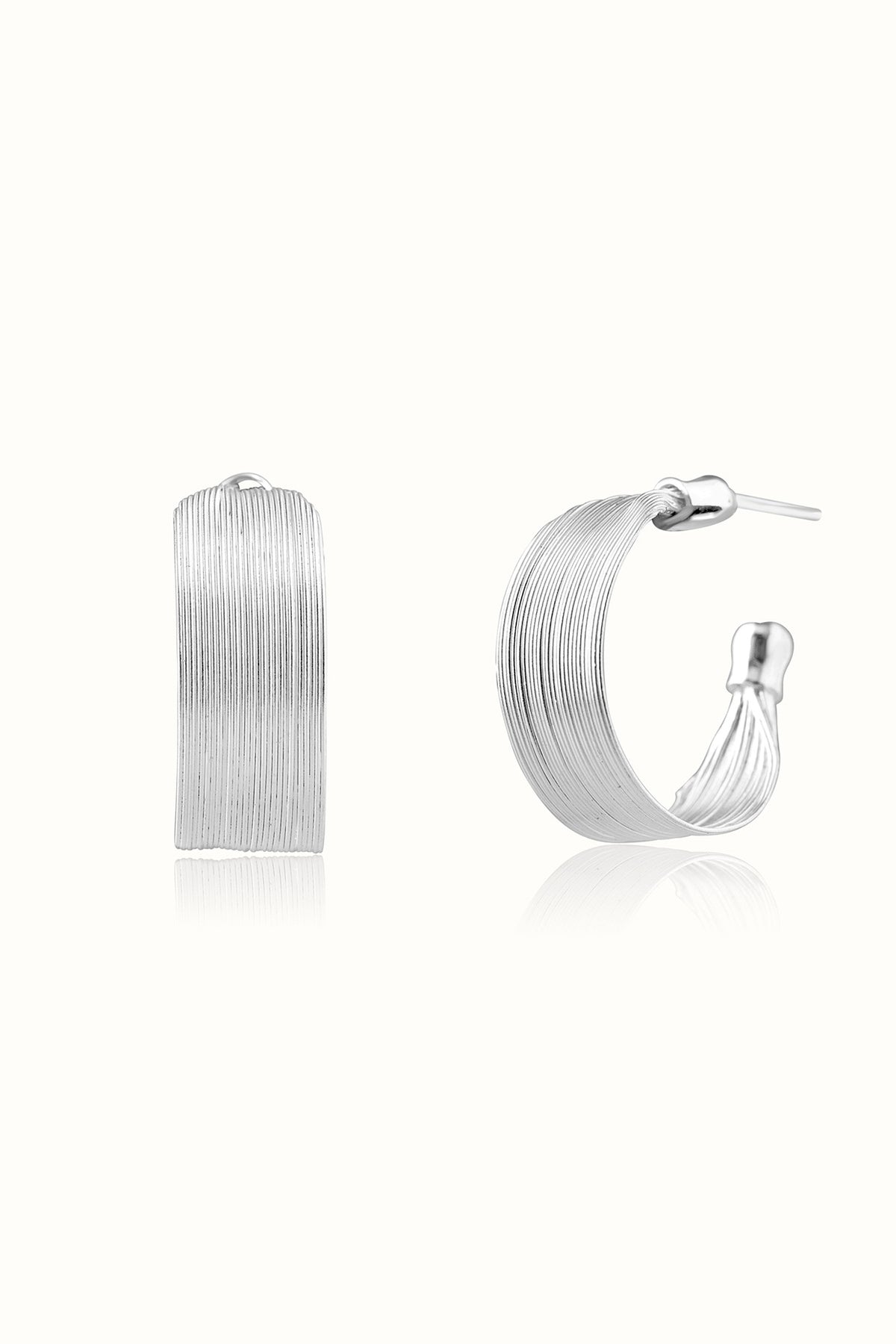 White Matte Finish Hoop Earrings In Sterling Silver