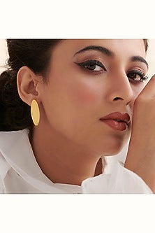 Gold Finish Oval-Shaped Hoop Earrings In Sterling Silver