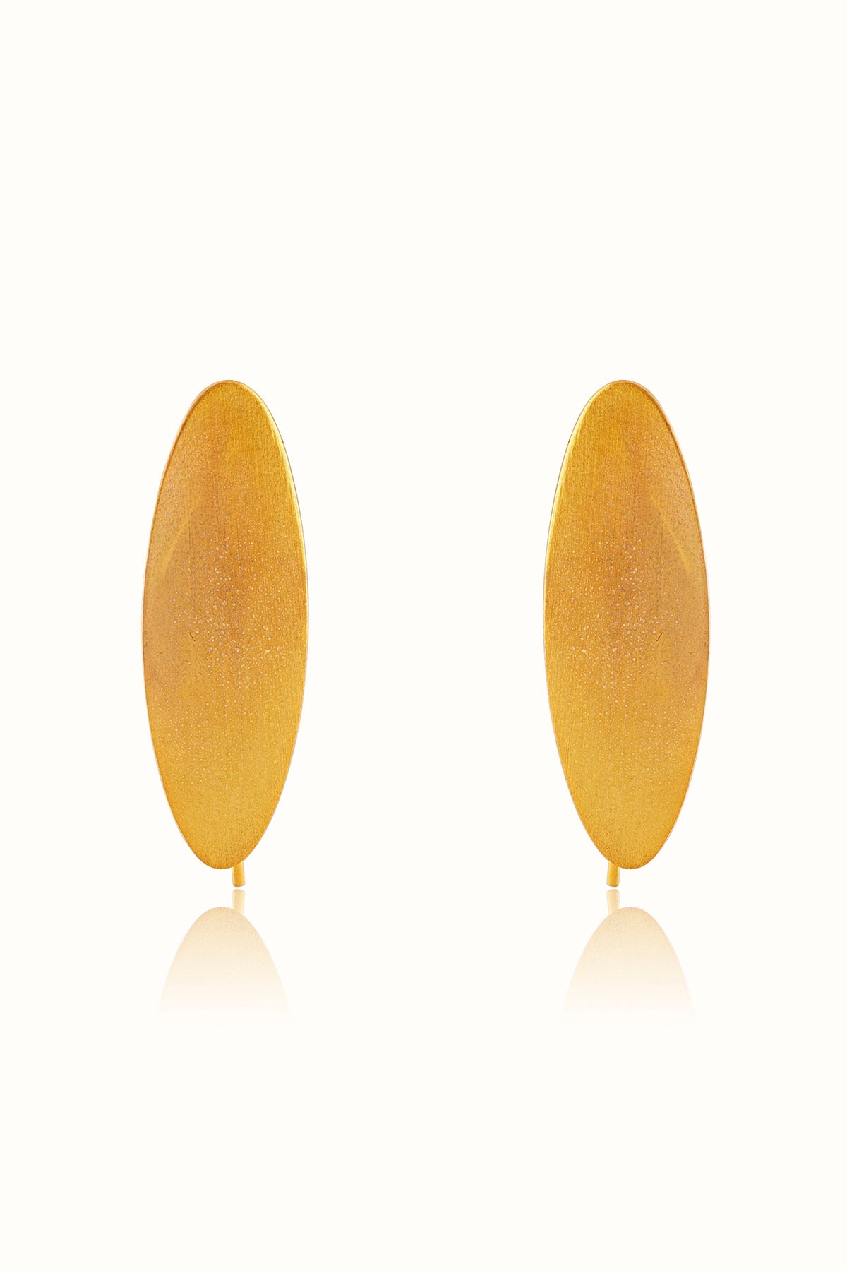 Gold Finish Oval-Shaped Hoop Earrings In Sterling Silver