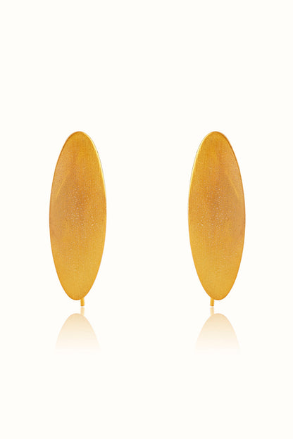 Gold Finish Oval-Shaped Hoop Earrings In Sterling Silver