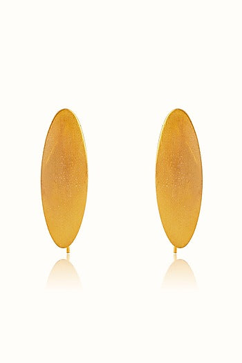 Gold Finish Oval-Shaped Hoop Earrings In Sterling Silver
