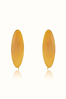 Gold Finish Oval-Shaped Hoop Earrings In Sterling Silver
