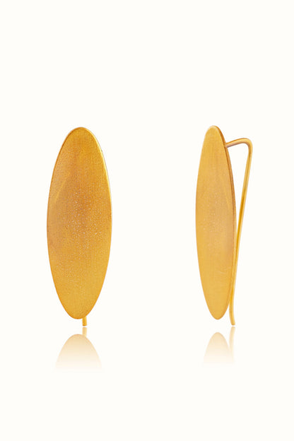 Gold Finish Oval-Shaped Hoop Earrings In Sterling Silver