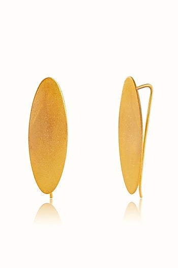 Gold Finish Oval-Shaped Hoop Earrings In Sterling Silver