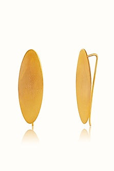 Gold Finish Oval-Shaped Hoop Earrings In Sterling Silver