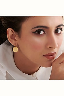 Gold Finish Hoop Earrings In Sterling Silver