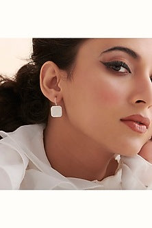 White Finish Hoop Earrings In Sterling Silver